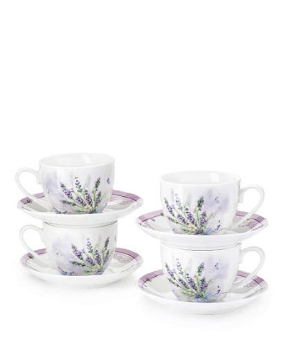 Набор чайная пара Lavender (4 фарфоровые чашки 220 мл. с блюдцами)